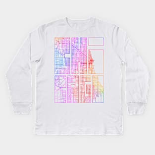 Chicago, USA City Map Typography - Colorful Kids Long Sleeve T-Shirt